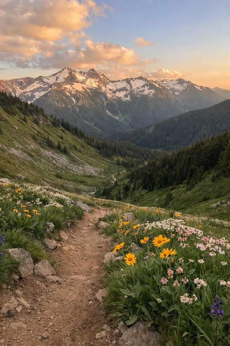 Mountain landscape at golden hour